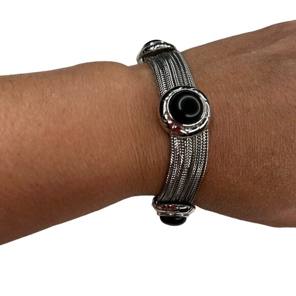 Jewelry - Vintage Silver & Black Stone  Bracelet